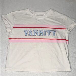 Cat & Jack Kids Varsity Tee with Pink and Red Stripes